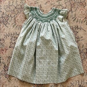 Green Floral Kids Dress